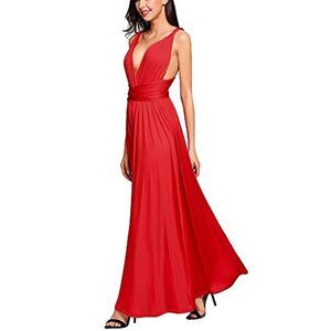 Red Convertible Bridesmaid Dress Infinity Maxi Multiway Wrap Dress Size M